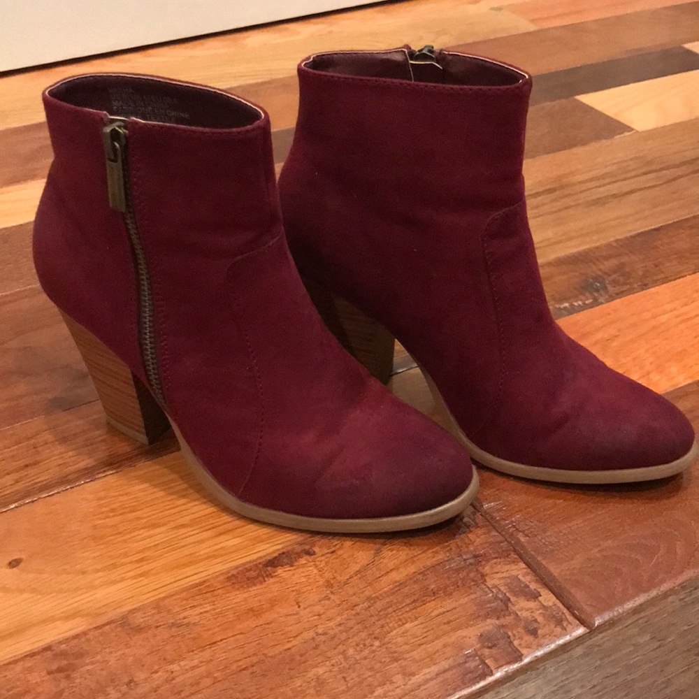 Burgundy booties